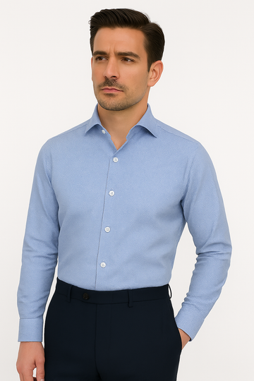 Ice Blue Pinpoint Classic Bamboo Lyocell Microfiber