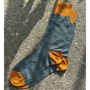 Skyblock – Mustard Edge Men Mid-Calf Socks