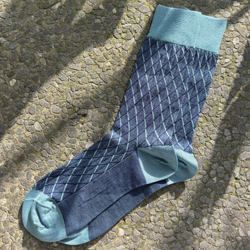 Glacier Grid – Navy Ice Men Mid-Calf Socks