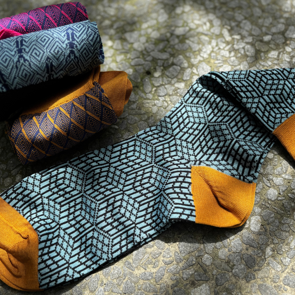 Skyblock – Mustard Edge Men Mid-Calf Socks