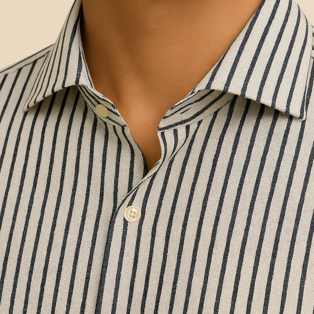 White & Black Dobby Wide Stripe Balanced Bamboo Lyocell Performance
