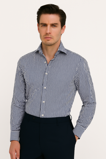 Black & White Stripe Dobby Bamboo Lyocell Cotton Signature